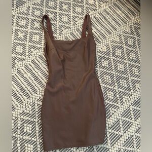 Naked wardrobe vegan leather Elegant Brown Sleeveless Dress Small